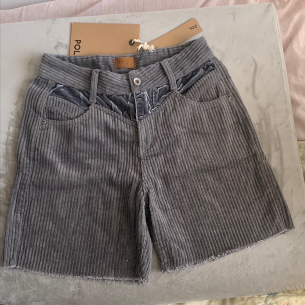 POL Gray Bermudas Corduroy Shorts Casual
